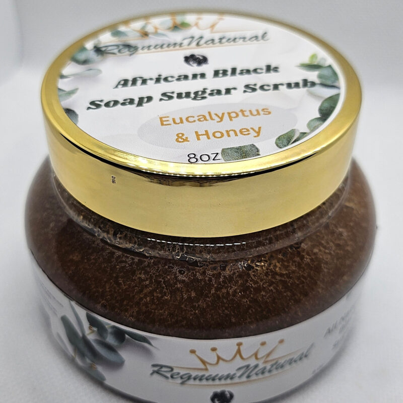 Handmade African Black Soap Sugar Scrub | Eucalyptus Tea Tree Body Scrub | Organic Skincare for Clear, Smooth Skin-8oz